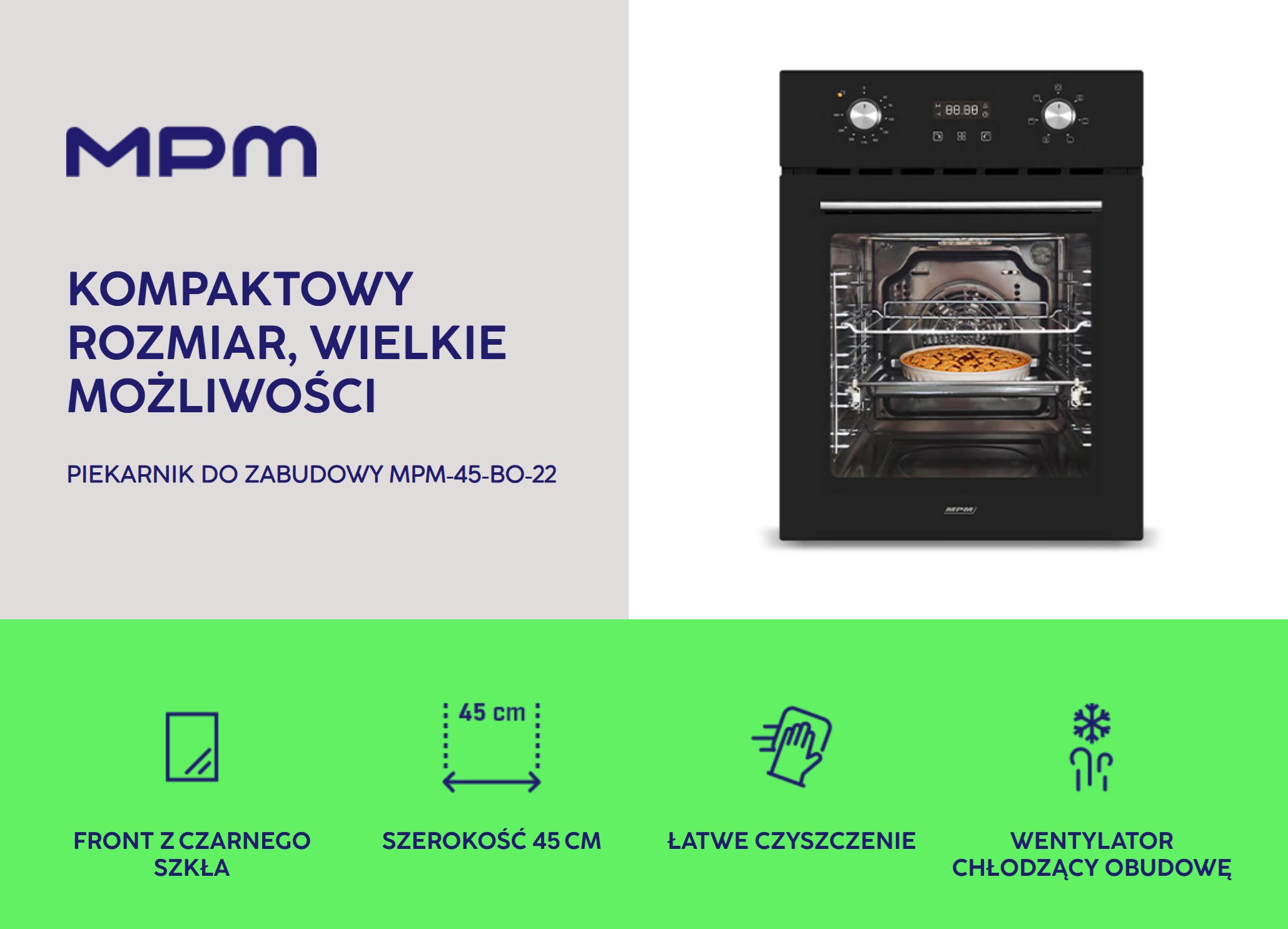 Piekarnik elektryczny do zabudowy 45cm. MPM MPM-45-BO-22 MPM-45-BO-22-1