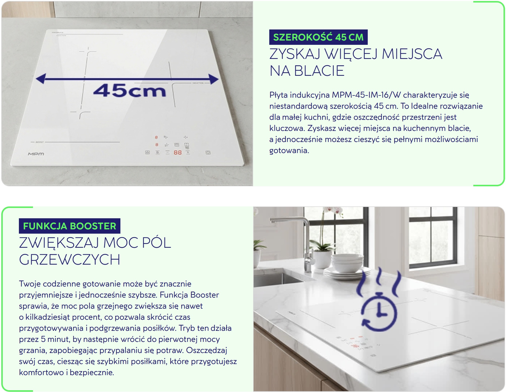 Płyta indukcyjna do zabudowy 45cm. MPM MPM-45-IM-16/W MPM-45-IM-16W-2