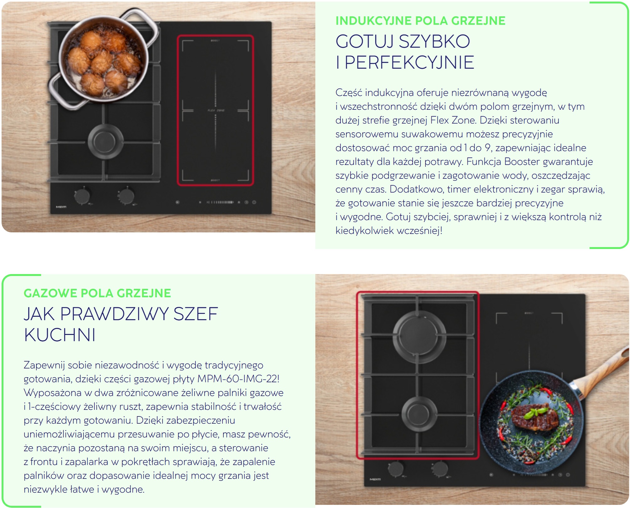 Płyta gazowo-indukcyjna do zabudowy 60cm. MPM MPM-60-IMG-22 MPM-60-IMG-22-2