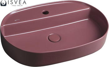 Umywalka ceramiczna nablatowa Isvea Italy Infinity 10NF65060-2R maroon red mat