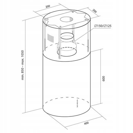 Okap wyspowy Toflesz Baltic Plus Isla 40 biały połysk 500m3/h