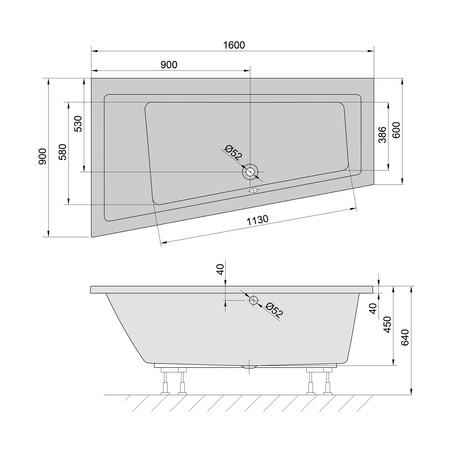 Zestaw: wanna Polysan Andra L 81521.11 + nogi PO60/80