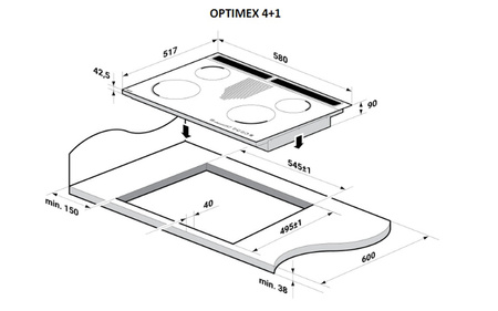 Płyta gazowa do zabudowy Solgaz Optimex 4+1 [G30 – 3B/P] [37 mbar] (LPG-37)