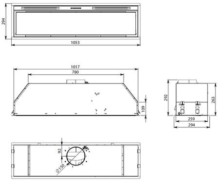 Okap podszafkowy / do zabudowy Falmec Grupa Silnikowa Plus 105 800m³/h Inox