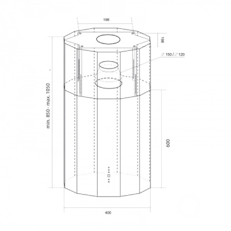 Okap wyspowy Toflesz Polaris Isla 40 czarny mat 850m3/h