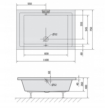 Brodzik akrylowy głęboki Polysan Deep 72883 110x75x26cm