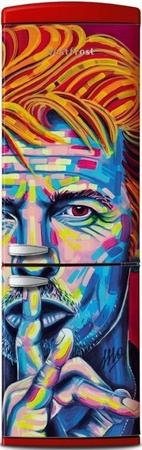 Lodówka wolnostojąca retro Vestfrost VR-FB373-2E2RD Art Collection David Bowie + odkurzacz VF-VM4001WB AQUA