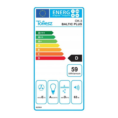 Okap kominowy / przyścienny Toflesz Baltic Plus 40 inox 500m3/h