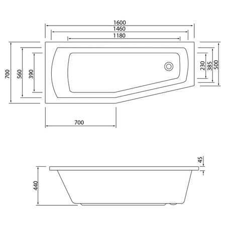 Zestaw: wanna Aqualine Opava A1670 + nogi AHN55