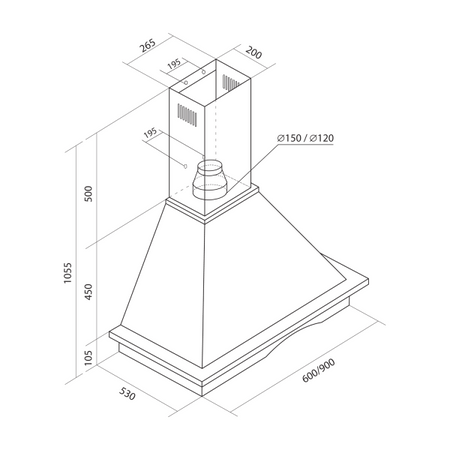 Okap przyścienny / kominowy Toflesz Rustical Country 90 ecru 500m3/h