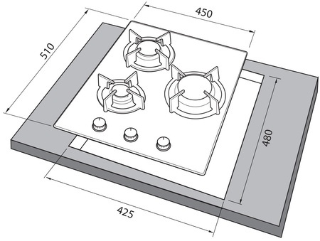 Płyta gazowa do zabudowy 45cm. Freggia HH430VGTW biały