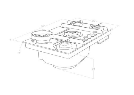 Płyta gazowa z okapem Elica Nikolatesla Flame GR/F/88 (pochłaniacz)