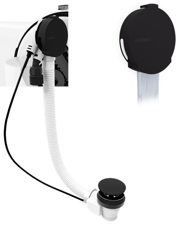 Zestaw odpływowy z napełnieniem i korkiem aut. Polysan 71851.21, korek 72mm, czarny mat