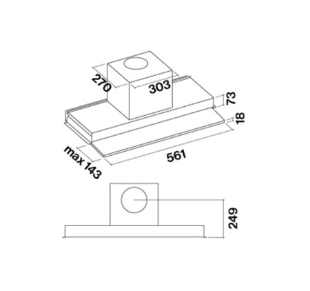Okap podszafkowy / do zabudowy Falmec Move 60 czarny 800m3/h