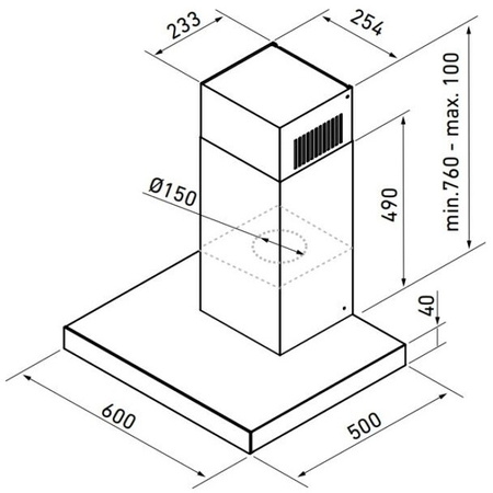 Okap kominowy / przyścienny Globalo Verta 60.3 H2H Black