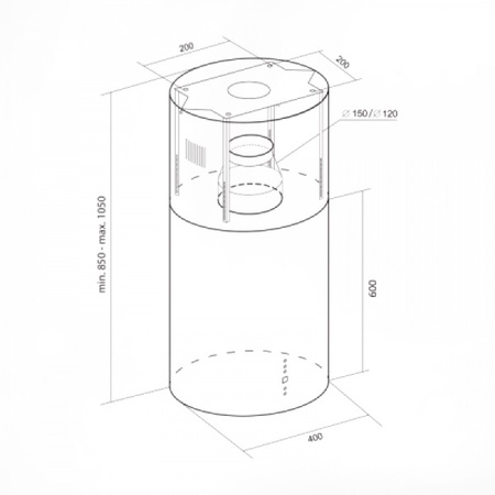 Okap wyspowy Toflesz Baltic Isla 40 inox 850m3/h