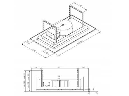 Okap sufitowy Toflesz Elit 120 czarny 900m3/h turbina wewnętrzna