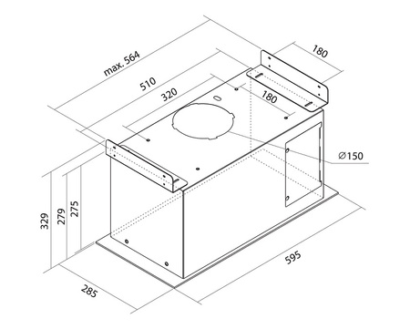 Okap podszafkowy / do zabudowy Toflesz Astro 60 czarny 500m3/h