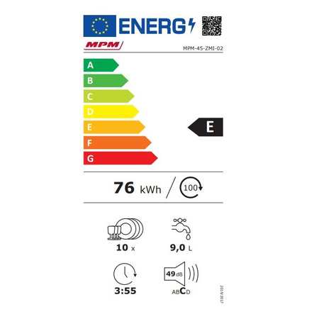 Zmywarka do zabudowy MPM MPM-45-ZMI-02