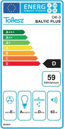 Okap kominowy / przyścienny Toflesz Baltic Plus 40 biały mat 500m3/h