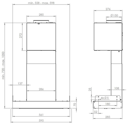 Okap podszafkowy / do zabudowy Nortberg Micra Space 60 White Matt