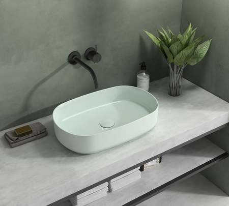 Umywalka ceramiczna nablatowa Isvea Italy Infinity 10NF65055-2T miętowy