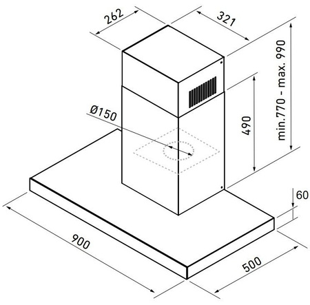 Okap kominowy / przyścienny Globalo Verta 90.3 H2H Black