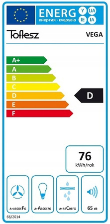 Okap teleskopowy / do zabudowy Toflesz Vega Glass 60 biały 324m3/h