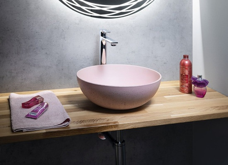 Umywalka betonowa, nablatowa Sapho Formigo FG321 różowy mat