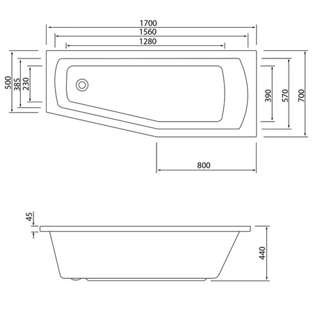 Zestaw: wanna Aqualine Opava A1771 + nogi AHN55