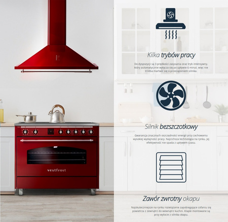 Okap kominowy / przyścienny retro Vestfrost VE-90RSABR silnik bezszczotkowy