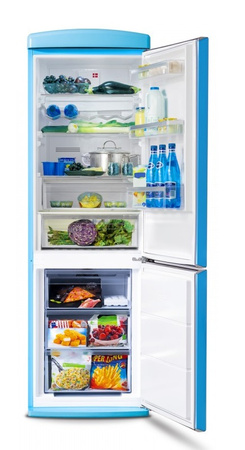 Lodówka wolnostojąca retro Vestfrost VR-FB373-2E1BU + odkurzacz VF-VM4001WB AQUA