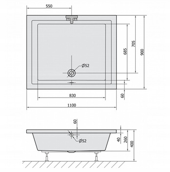 Brodzik akrylowy głęboki Polysan Deep 110x90x26cm 72363