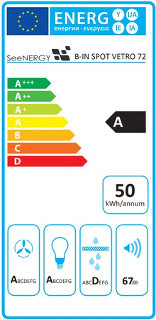 Okap podszafkowy / do zabudowy Seenergy B-IN Spot Vetro 72 WH