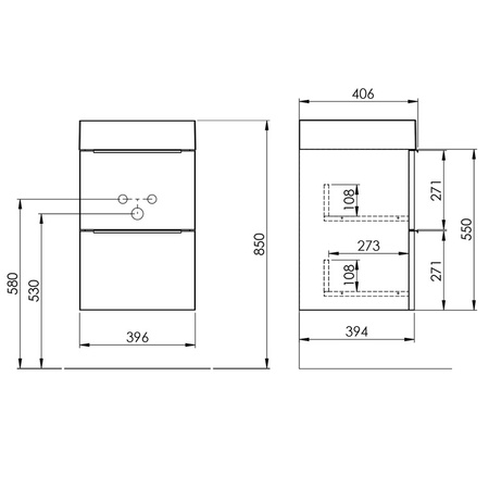Szafka umywalkowa Sapho Emona EM040-2525 39,4x55x39cm, dąb cuneo