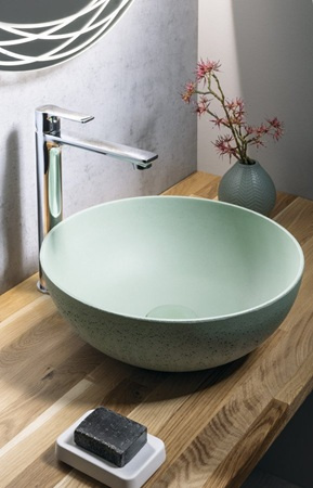 Umywalka betonowa, nablatowa Sapho Formigo FG323 zielony mat