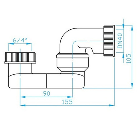 Półsyfon niski Polysan 72693, 6/4", wysokość 105mm, DN40