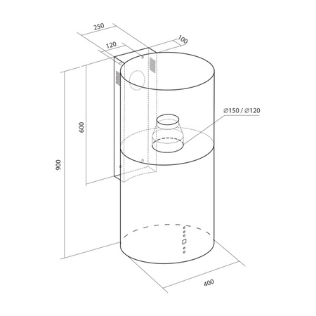 Okap kominowy / przyścienny Toflesz Baltic 40 inox 850m3/h