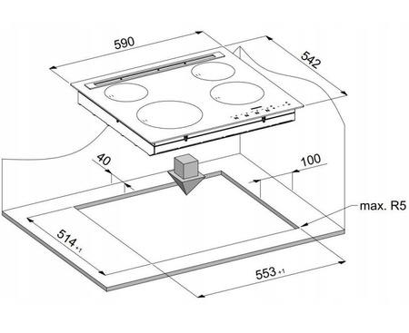 Płyta gazowa do zabudowy Dynaxo Dynacook X4 Modern gaz ziemny G20 2E 20 mbar