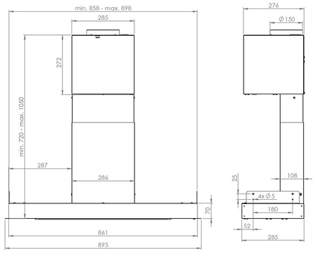 Okap podszafkowy / do zabudowy Nortberg Micra Space 90 White Matt