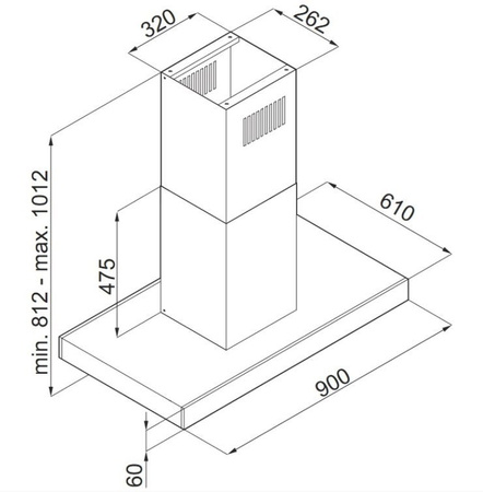 Okap wyspowy Globalo Verta Isola 90.3 H2H Black