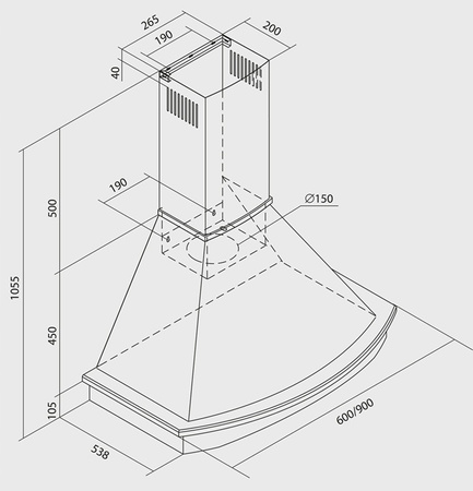 Okap przyścienny / kominowy Nortberg Rustic Gesture Control 90 biały mat 850m3/h