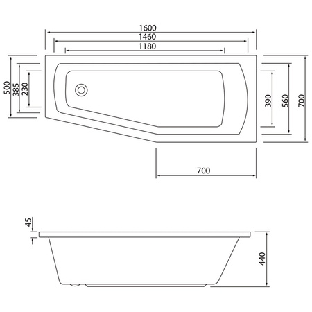 Zestaw: wanna Aqualine Opava A1671 + nogi AHN55