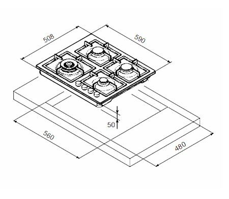 Zestaw Freggia: płyta gazowa HH640VGTX + piekarnik gazowy OGSB64X