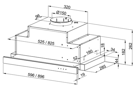 Okap teleskopowy Seenergy Telescopica LED90BL Czarny