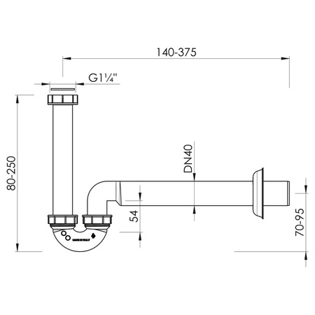 Syfon umywalkowy 5/4" Bruckner 151.125.0 niski, DN40, biały