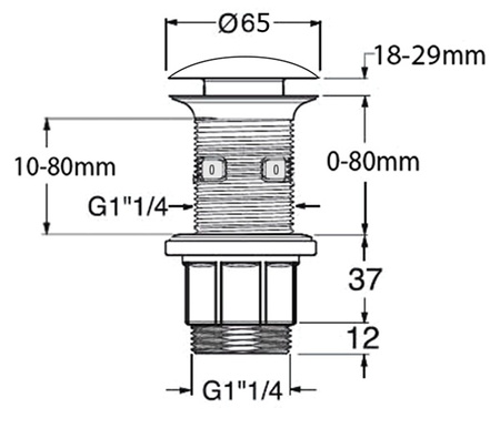 Korek umywalkowy Sapho FG914 5/4'', klik-klak, piaskowy mat