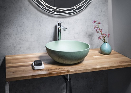 Umywalka betonowa, nablatowa Sapho Formigo FG323 zielony mat