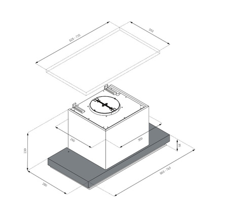 Okap podszafkowy / do zabudowy Seenergy Iris Incasso Vetro 76BL
