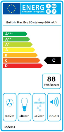 Okap podszafkowy / do zabudowy Falmec Built-In Max Evo 50 Inox 600m3/h